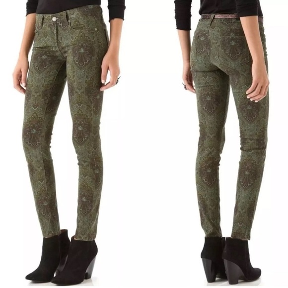 Paige | Verdugo Ultra Skinny Jeans Paisley Ankle Stretch Estate Green - Picture 1 of 10